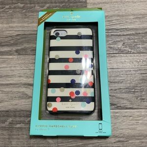 Kate Spade Black White Stripes w/ Confetti Dots Hybrid Hardshell Case;IPhone 7